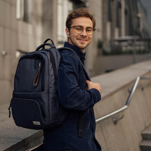 Рюкзак для ноутбука синий на 22 л унисекс с ортопедической спинкой 14