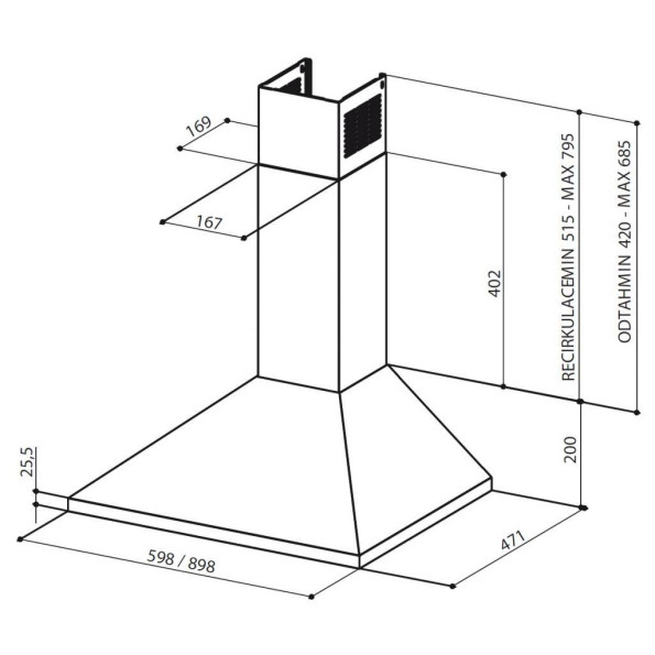 Вытяжка кухонная FABER VALUE PB 4 2L BK A90 -
                                                        Фото 2