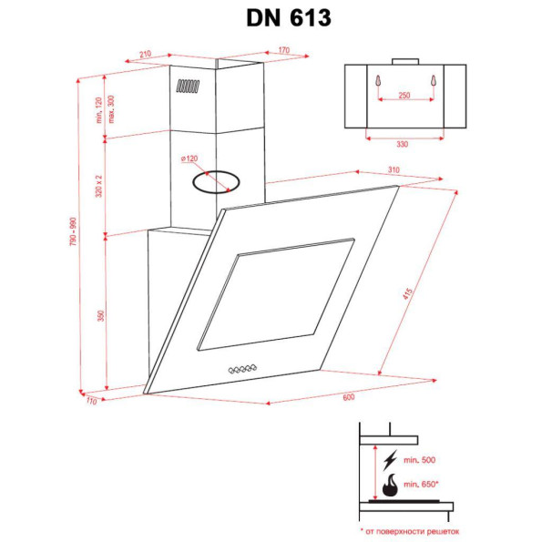 Вытяжка кухонная PERFELLI DN 613 IV -
                                                        Фото 7
