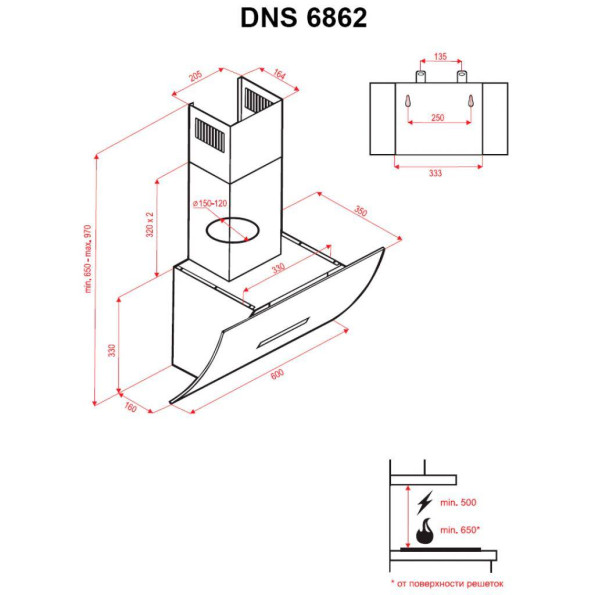 Вытяжка кухонная PERFELLI DNS 6862 BL LED -
                                                        Фото 6