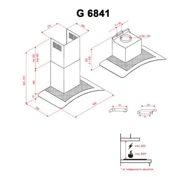 Вытяжка кухонная PERFELLI G 6841 BL -
                                                        Фото 8