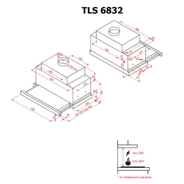 Вытяжка кухонная PERFELLI TLS 6832 BL LED -
                                                        Фото 8