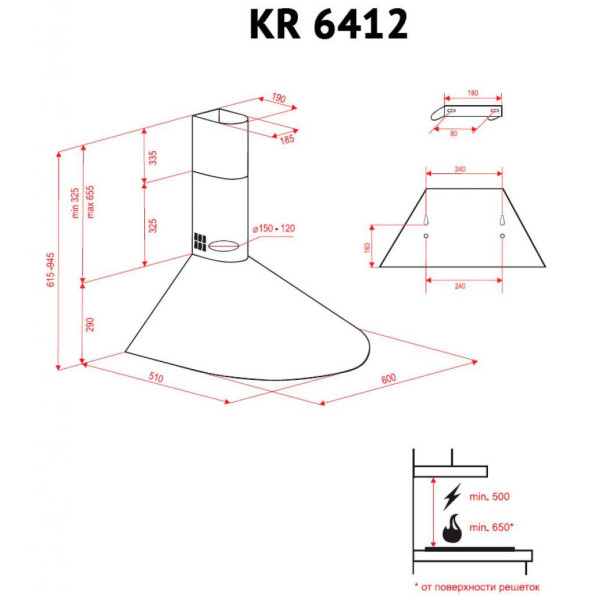Вытяжка кухонная PERFELLI KR 6412 W LED -
                                                        Фото 5