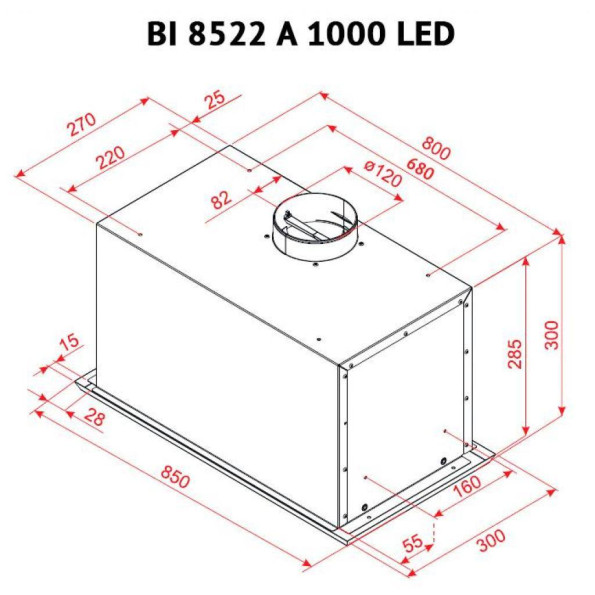 Вытяжка кухонная PERFELLI BI 8522 A 1000 I LED -
                                                        Фото 5
