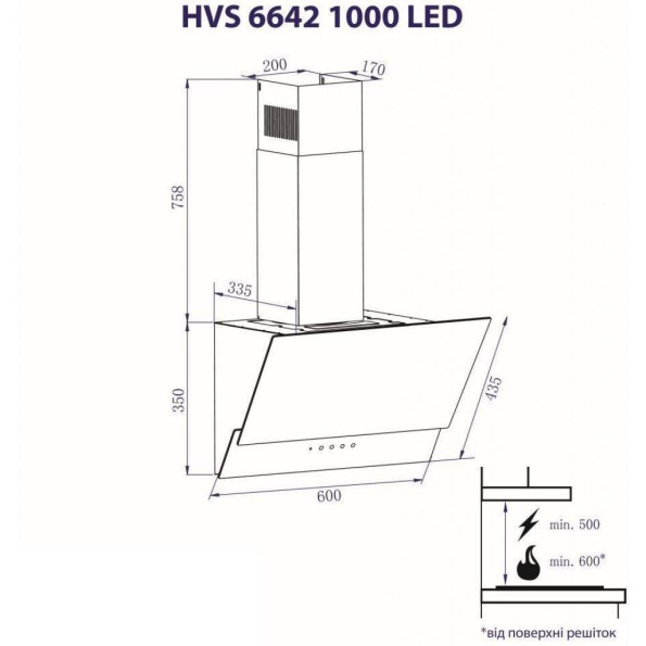 Вытяжка кухонная MINOLA HVS 6642 BL 1000 LED -
                                                        Фото 7