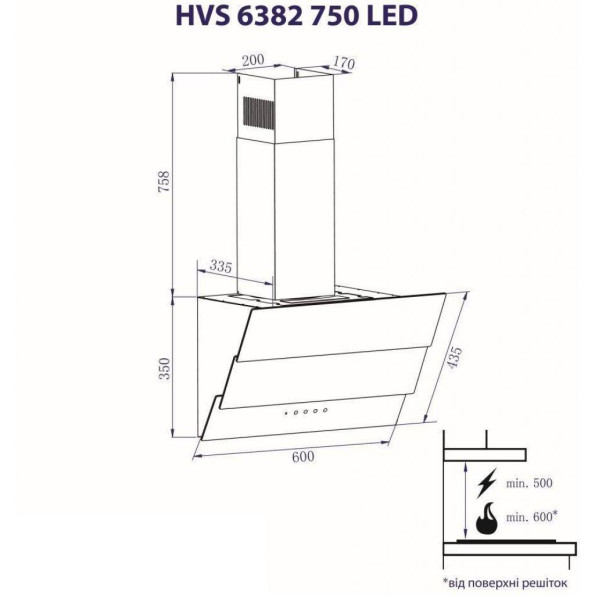 Вытяжка кухонная MINOLA HVS 6382 BL 750 LED -
                                                        Фото 8