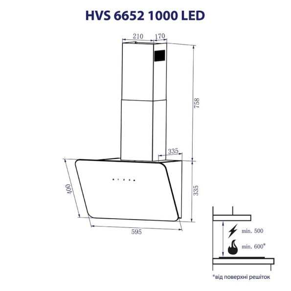 Вытяжка кухонная MINOLA HVS 6652 WH 1000 LED -
                                                        Фото 9