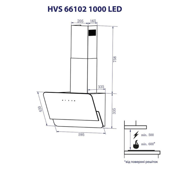 Вытяжка кухонная MINOLA HVS 66102 BL 1000 LED -
                                                        Фото 8