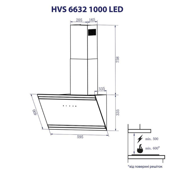 Вытяжка кухонная MINOLA HVS 6632 BL 1000 LED -
                                                        Фото 9