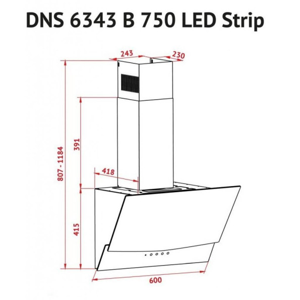 Вытяжка кухонная PERFELLI DNS 6343 B 750 IV LED Strip -
                                                        Фото 8