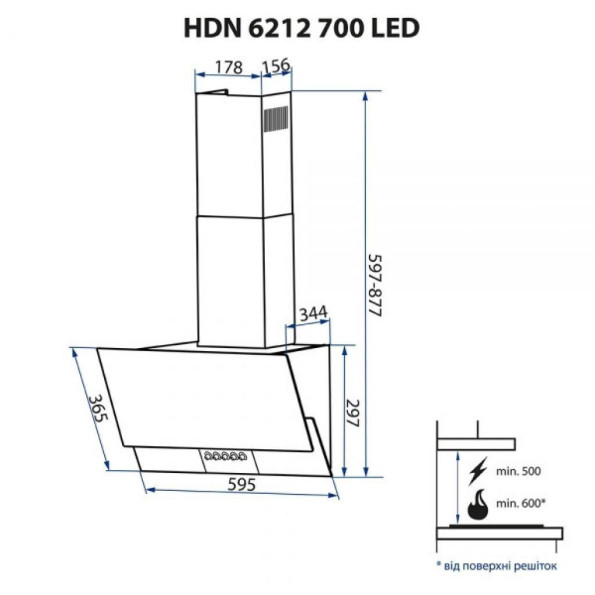 Вытяжка кухонная MINOLA HDN 6212 IV 700 LED -
                                                        Фото 10