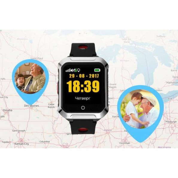 Смарт-часы GoGPS М02 Black Телефон-часы с GPS треккером (M02BK) -
                                                        Фото 3