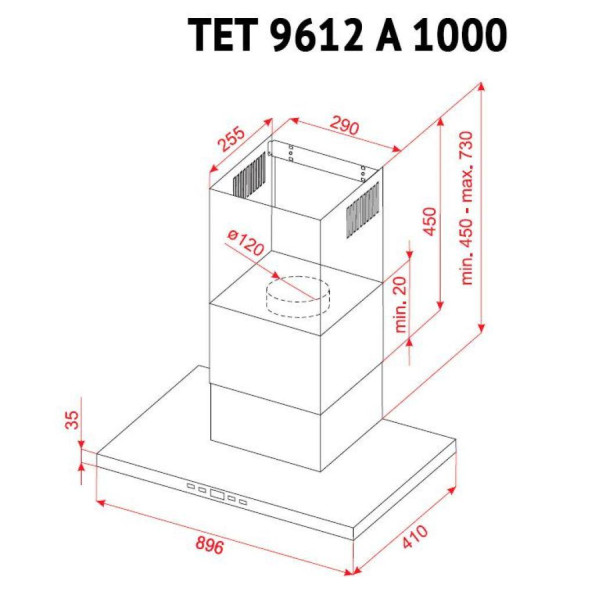 Вытяжка кухонная PERFELLI TET 9612 A 1000 BL LED -
                                                        Фото 9
