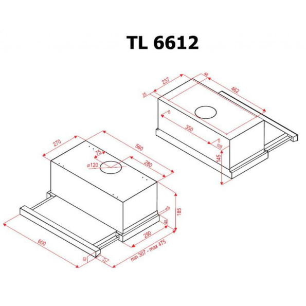 Вытяжка кухонная PERFELLI TL 6612 I LED -
                                                        Фото 7