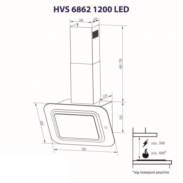 Вытяжка кухонная MINOLA HVS 6862 BL/I 1200 LED -
                                                        Фото 11