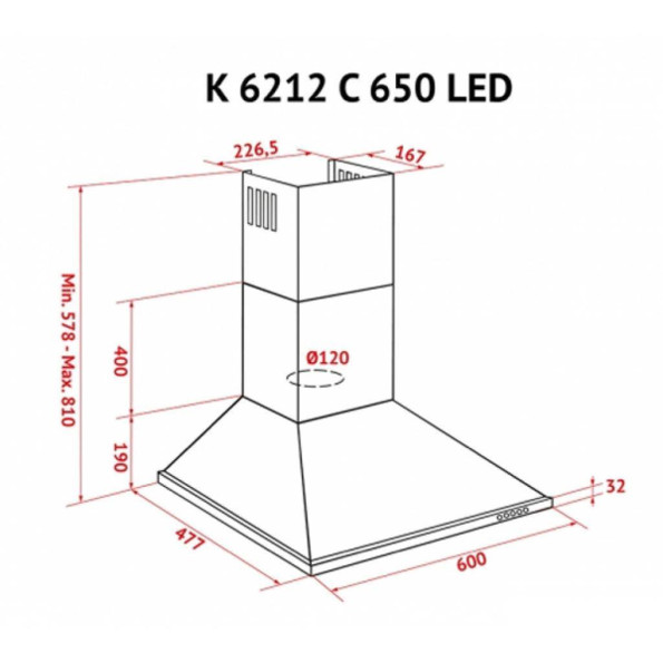 Вытяжка кухонная PERFELLI K 6212 C WH 650 LED -
                                                        Фото 8