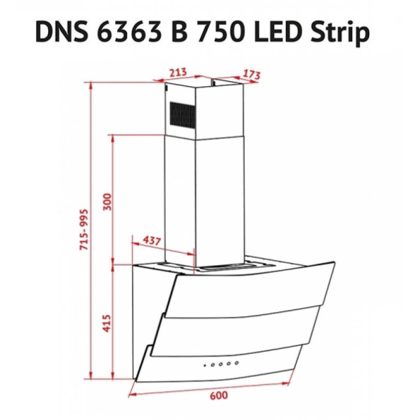 Вытяжка кухонная PERFELLI DNS 6363 B 750 BL LED Strip -
                                                        Фото 6