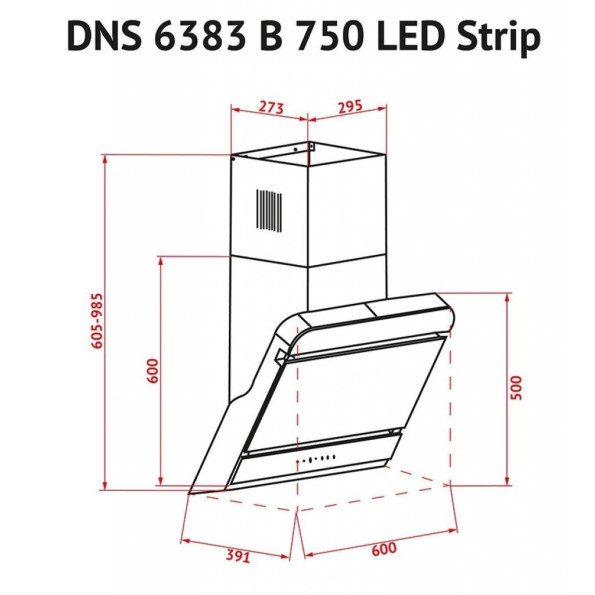 Вытяжка кухонная PERFELLI DNS 6383 B 750 BL LED Strip -
                                                        Фото 6