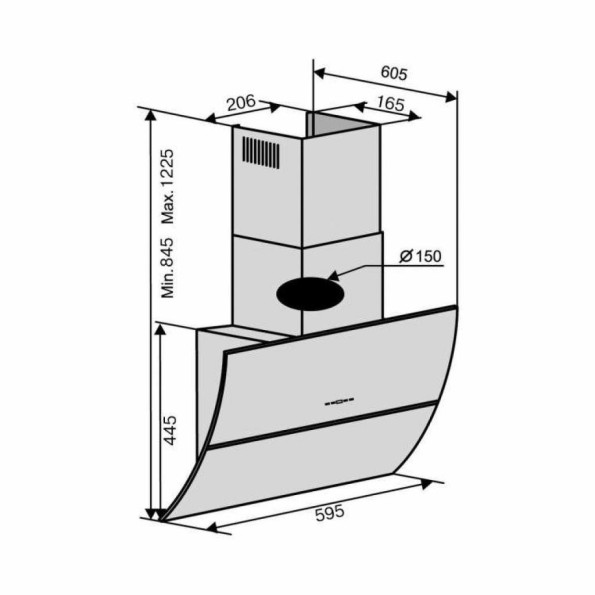 Вытяжка кухонная VENTOLUX SPACE 60 BK (1200) TRC AO -
                                                        Фото 4