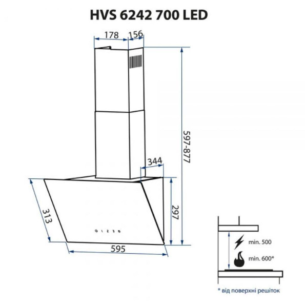 Вытяжка кухонная MINOLA HVS 6242 IV 700 LED -
                                                        Фото 11