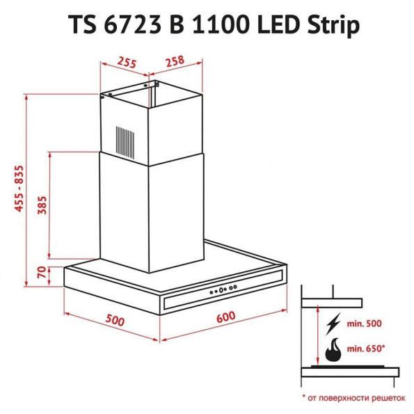Вытяжка кухонная PERFELLI TS 6723 B 1100 BL LED Strip -
                                                        Фото 8