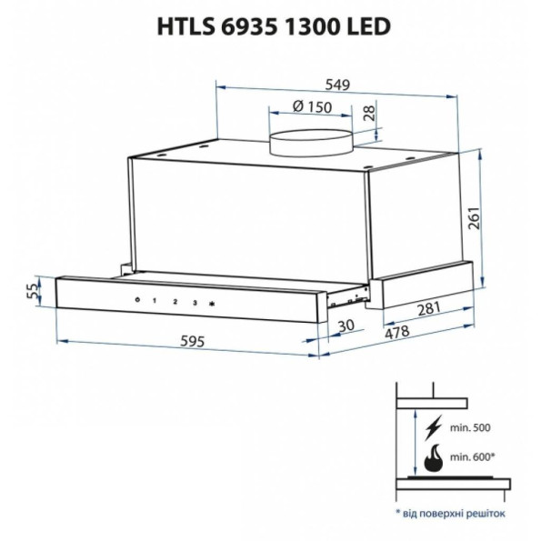 Вытяжка кухонная MINOLA HTLS 6935 BL 1300 LED -
                                                        Фото 9