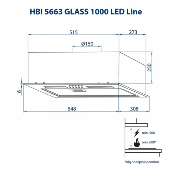 Вытяжка кухонная MINOLA HBI 5663 IV GLASS 1000 LED Line -
                                                        Фото 9