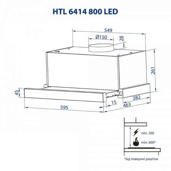 Вытяжка кухонная MINOLA HTL 6414 I 800 LED -
                                                        Фото 9