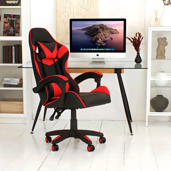 Геймерське крісло з подушками червоне -
                                                        Фото 3