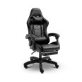 Геймерське крісло з підставкою для ніг із подушками чорне