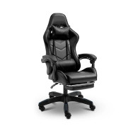 Геймерське крісло з підставкою для ніг із подушками чорне