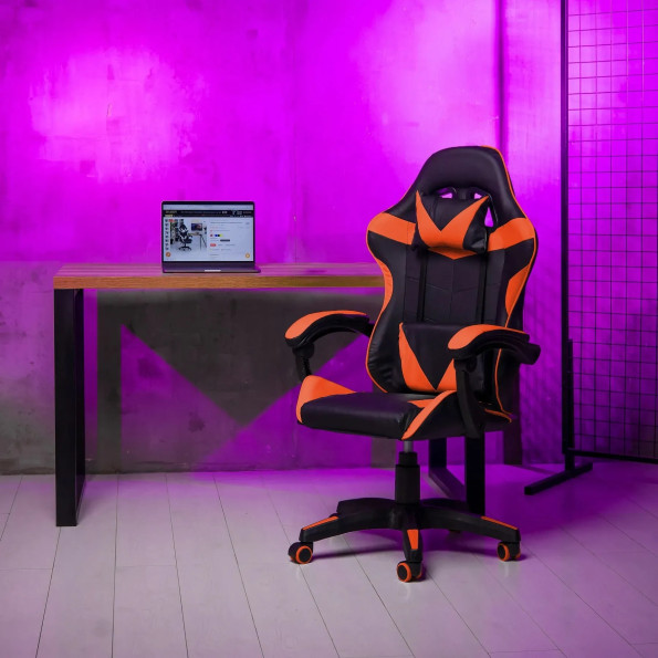 Геймерське крісло з подушками для ПК червоне -
                                                        Фото 2