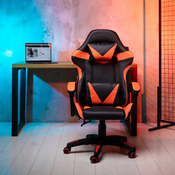 Геймерське крісло з подушками для ПК червоне -
                                                        Фото 3