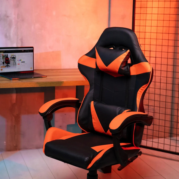 Геймерське крісло з подушками для ПК червоне -
                                                        Фото 4