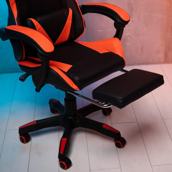 Геймерське крісло з підставкою для ніг для ПК червоне -
                                                        Фото 5