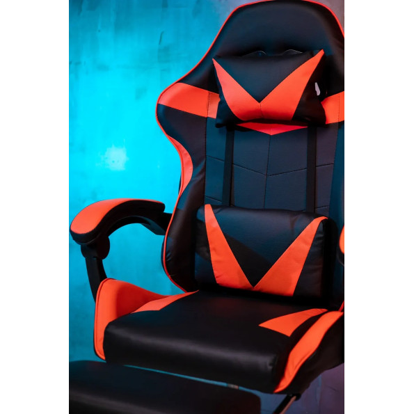 Геймерське крісло з підставкою для ніг для ПК червоне -
                                                        Фото 6
