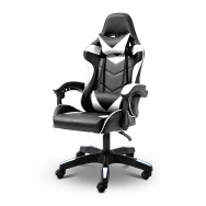 Геймерське крісло з подушками для ПК біле