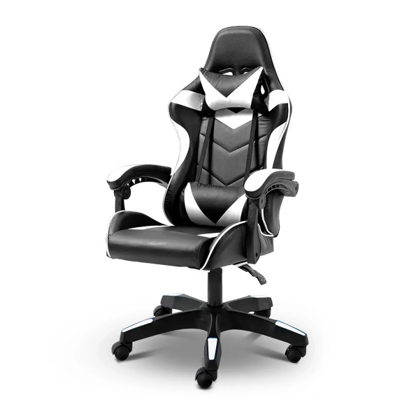 Геймерське крісло з подушками для ПК біле