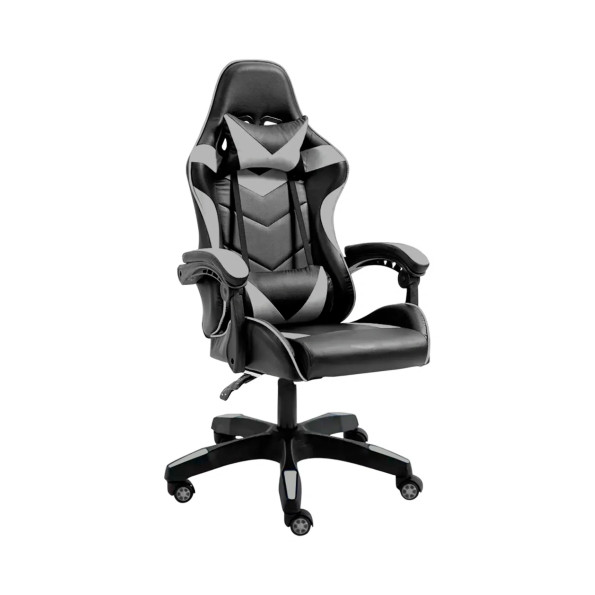Геймерское кресло для пк с подушками раскладное серое