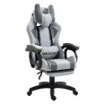 Геймерське крісло з підставкою для ніг з екошкіри та тканини для пк сіре