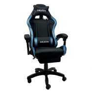 Геймерське крісло з підставкою для ніг з тканини та велюру для пк синє