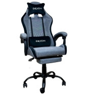 Геймерское кресло с подставкой для ног с ткани и велюровыми подушками темно-серое