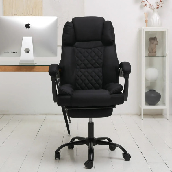 Компьютерное кресло из ткани усиленное черное -
                                                        Фото 3