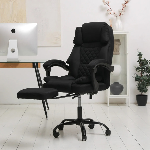 Компьютерное кресло из ткани усиленное черное -
                                                        Фото 4