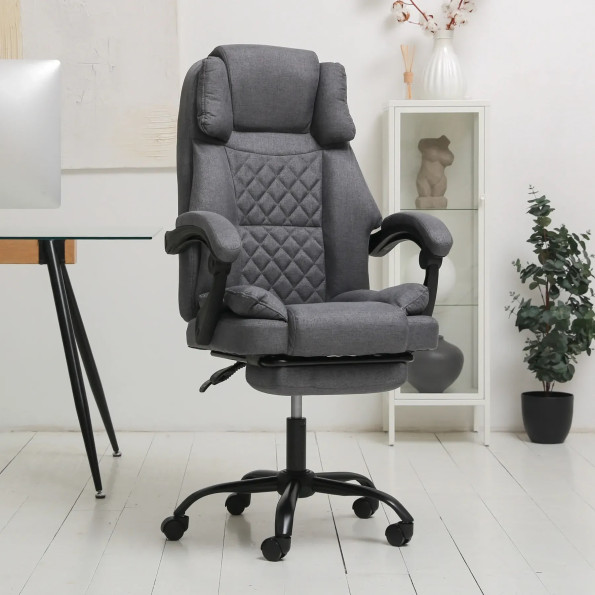 Компьютерное кресло из ткани усиленное темно-серое -
                                                        Фото 2