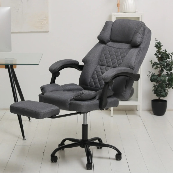 Компьютерное кресло из ткани усиленное темно-серое -
                                                        Фото 4