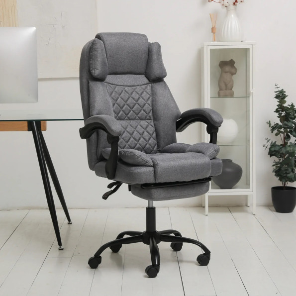 Компьютерное кресло из ткани усиленное серое -
                                                        Фото 2