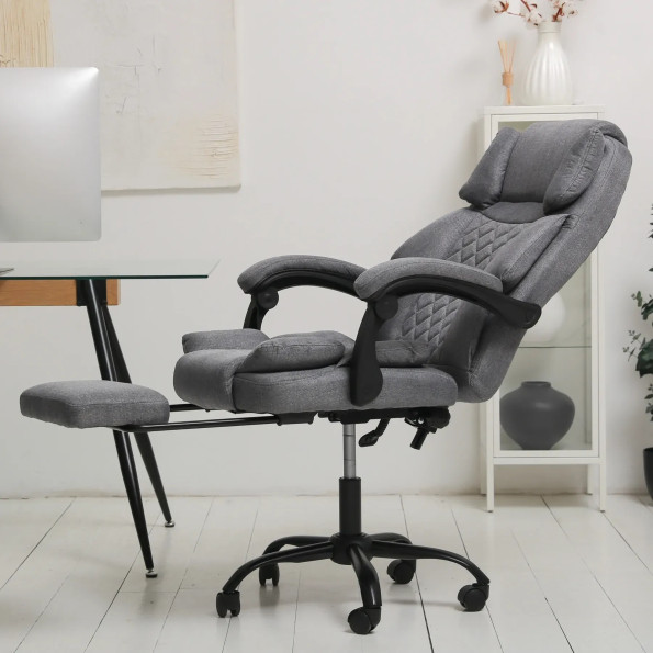 Компьютерное кресло из ткани усиленное серое -
                                                        Фото 4