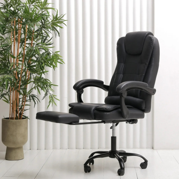 Офисное кресло с эко-кожи усиленное черное -
                                                        Фото 3