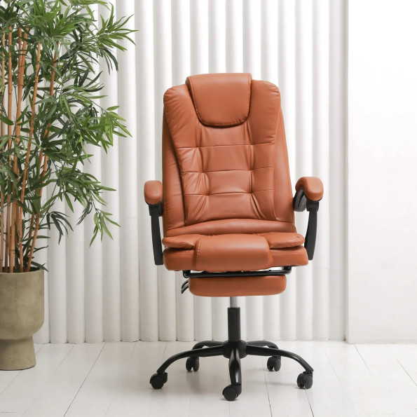 Офисное кресло с эко-кожи усиленное коричневое -
                                                        Фото 2